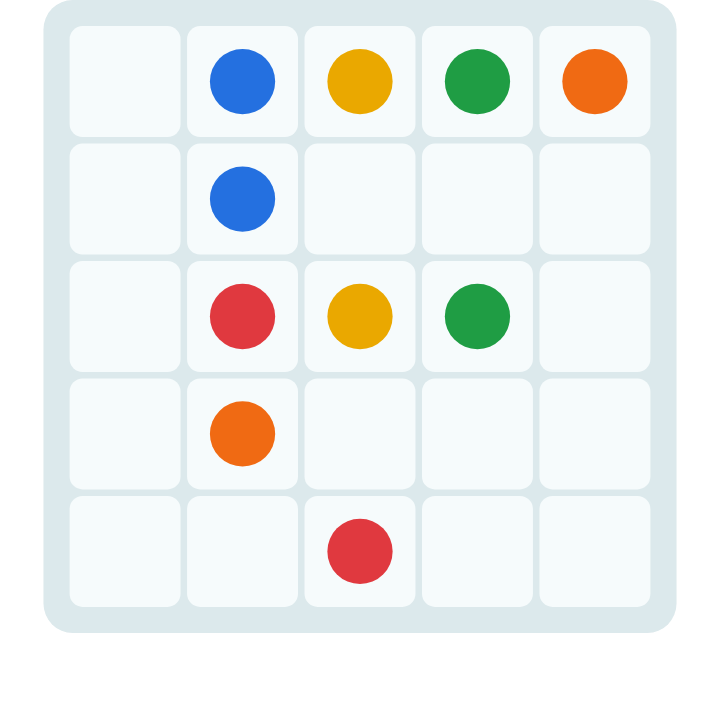 A fresh 5x5 flow board with five pairs of colored dots